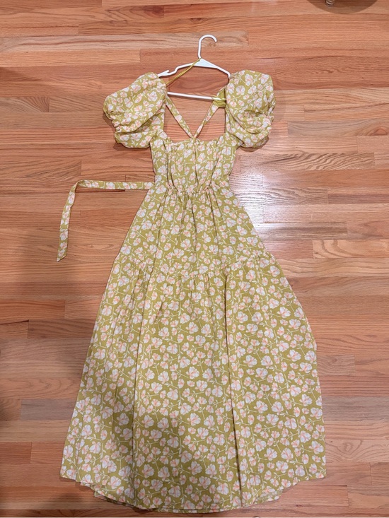 Astr Dresses & Skirts - ASTR The Label - Floral Puff-Sleeve Midi Dress in Light Green-XS